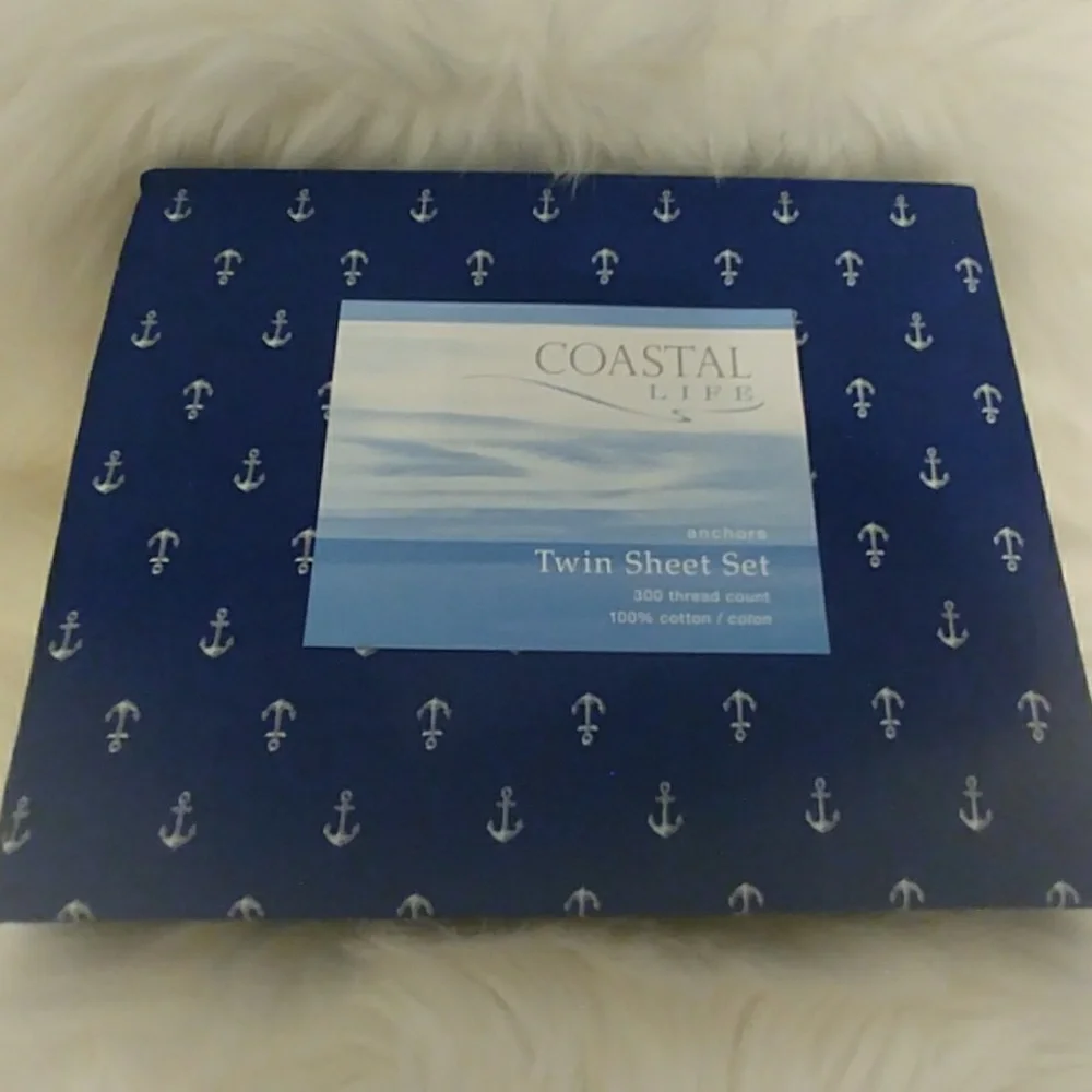 Coastal Life Twin Anchor Sheet Set